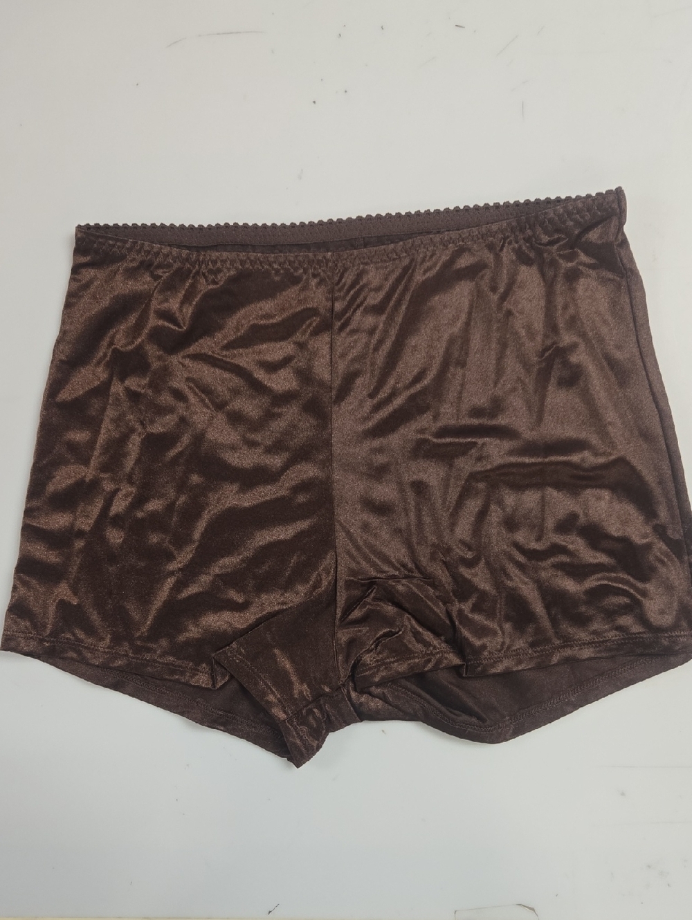 2 PAIRS Vassarette Shiny Chocolate Brown Boyshorts